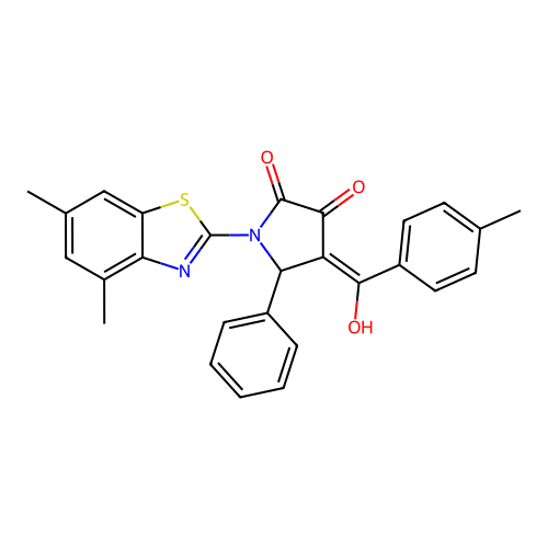 (4E)-1-(4,6-dimethyl-1,3-benzothiazol-2-yl)-4-[hydroxy(4-methylphenyl)methylidene]-5-phenylpyrrolidine-2,3-dione structure