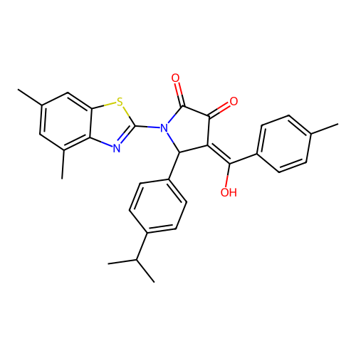 (4E)-1-(4,6-dimethyl-1,3-benzothiazol-2-yl)-4-[hydroxy(4-methylphenyl)methylidene]-5-[4-(propan-2-yl)phenyl]pyrrolidine-2,3-dione structure