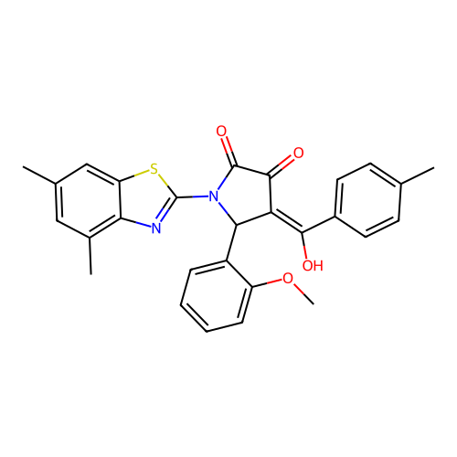 (4E)-1-(4,6-dimethyl-1,3-benzothiazol-2-yl)-4-[hydroxy(4-methylphenyl)methylidene]-5-(2-methoxyphenyl)pyrrolidine-2,3-dione structure
