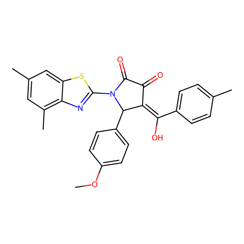 (4E)-1-(4,6-dimethyl-1,3-benzothiazol-2-yl)-4-[hydroxy(4-methylphenyl)methylidene]-5-(4-methoxyphenyl)pyrrolidine-2,3-dione structure