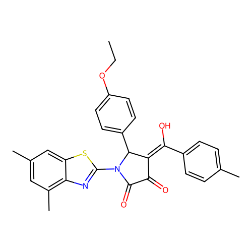 (4E)-1-(4,6-dimethyl-1,3-benzothiazol-2-yl)-5-(4-ethoxyphenyl)-4-[hydroxy(4-methylphenyl)methylidene]pyrrolidine-2,3-dione structure