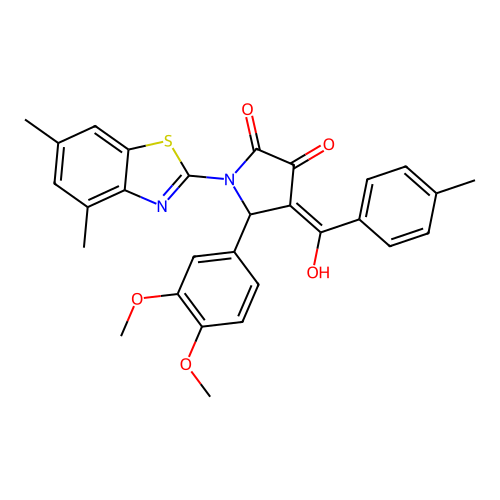 (4E)-5-(3,4-dimethoxyphenyl)-1-(4,6-dimethyl-1,3-benzothiazol-2-yl)-4-[hydroxy(4-methylphenyl)methylidene]pyrrolidine-2,3-dione structure