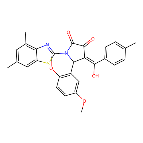 (4E)-5-(2,5-dimethoxyphenyl)-1-(4,6-dimethyl-1,3-benzothiazol-2-yl)-4-[hydroxy(4-methylphenyl)methylidene]pyrrolidine-2,3-dione structure