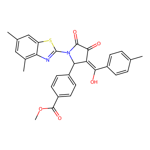 methyl 4-(1-(4,6-dimethylbenzo[d]thiazol-2-yl)-4-hydroxy-3-(4-methylbenzoyl)-5-oxo-2,5-dihydro-1H-pyrrol-2-yl)benzoate structure