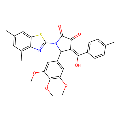 (4E)-1-(4,6-dimethyl-1,3-benzothiazol-2-yl)-4-[hydroxy(4-methylphenyl)methylidene]-5-(3,4,5-trimethoxyphenyl)pyrrolidine-2,3-dione structure