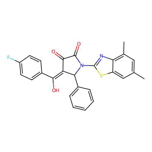 (4E)-1-(4,6-dimethyl-1,3-benzothiazol-2-yl)-4-[(4-fluorophenyl)(hydroxy)methylidene]-5-phenylpyrrolidine-2,3-dione structure