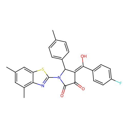 (4E)-1-(4,6-dimethyl-1,3-benzothiazol-2-yl)-4-[(4-fluorophenyl)(hydroxy)methylidene]-5-(4-methylphenyl)pyrrolidine-2,3-dione structure