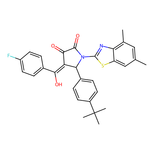 (4E)-5-(4-tert-butylphenyl)-1-(4,6-dimethyl-1,3-benzothiazol-2-yl)-4-[(4-fluorophenyl)(hydroxy)methylidene]pyrrolidine-2,3-dione structure