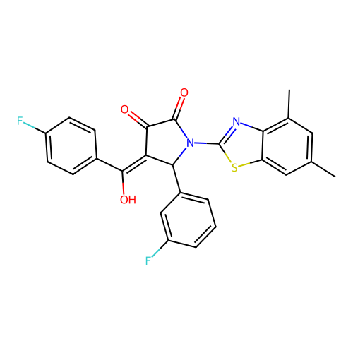(4E)-1-(4,6-dimethyl-1,3-benzothiazol-2-yl)-5-(3-fluorophenyl)-4-[(4-fluorophenyl)(hydroxy)methylidene]pyrrolidine-2,3-dione structure