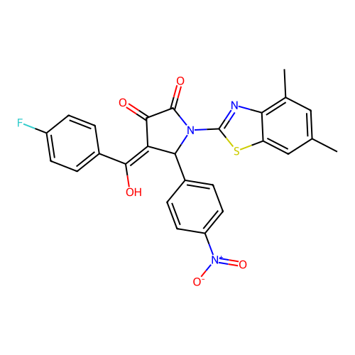 (4E)-1-(4,6-dimethyl-1,3-benzothiazol-2-yl)-4-[(4-fluorophenyl)(hydroxy)methylidene]-5-(4-nitrophenyl)pyrrolidine-2,3-dione structure