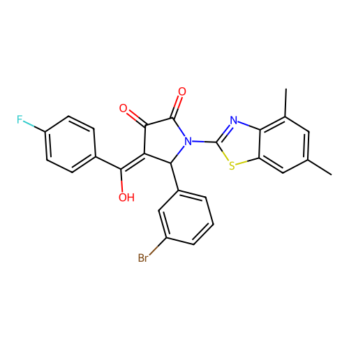 (4E)-5-(3-bromophenyl)-1-(4,6-dimethyl-1,3-benzothiazol-2-yl)-4-[(4-fluorophenyl)(hydroxy)methylidene]pyrrolidine-2,3-dione structure
