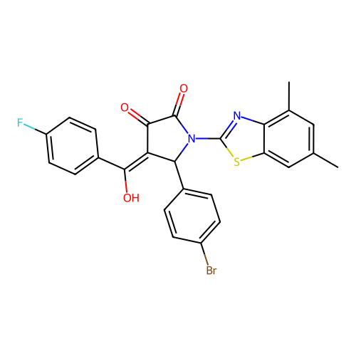 (4E)-5-(4-bromophenyl)-1-(4,6-dimethyl-1,3-benzothiazol-2-yl)-4-[(4-fluorophenyl)(hydroxy)methylidene]pyrrolidine-2,3-dione structure