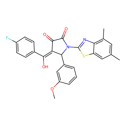(4E)-1-(4,6-dimethyl-1,3-benzothiazol-2-yl)-4-[(4-fluorophenyl)(hydroxy)methylidene]-5-(3-methoxyphenyl)pyrrolidine-2,3-dione structure