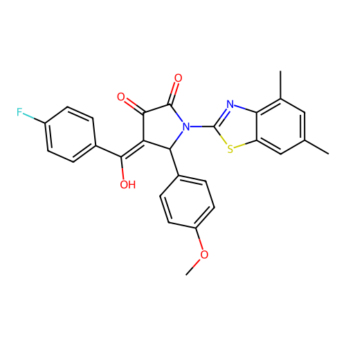(4E)-1-(4,6-dimethyl-1,3-benzothiazol-2-yl)-4-[(4-fluorophenyl)(hydroxy)methylidene]-5-(4-methoxyphenyl)pyrrolidine-2,3-dione structure
