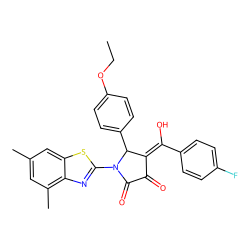 (4E)-1-(4,6-dimethyl-1,3-benzothiazol-2-yl)-5-(4-ethoxyphenyl)-4-[(4-fluorophenyl)(hydroxy)methylidene]pyrrolidine-2,3-dione structure