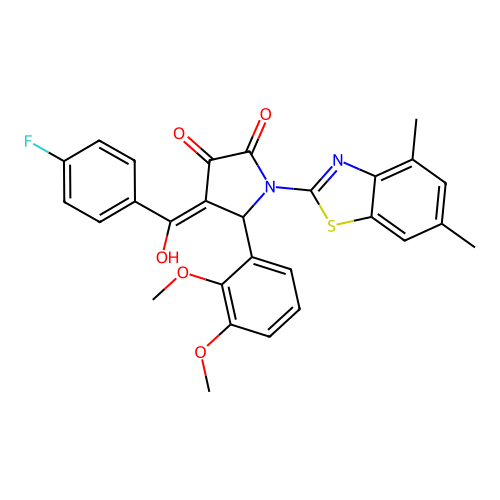 (4E)-5-(2,3-dimethoxyphenyl)-1-(4,6-dimethyl-1,3-benzothiazol-2-yl)-4-[(4-fluorophenyl)(hydroxy)methylidene]pyrrolidine-2,3-dione structure