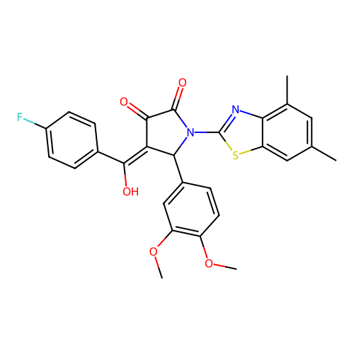 (4E)-5-(3,4-dimethoxyphenyl)-1-(4,6-dimethyl-1,3-benzothiazol-2-yl)-4-[(4-fluorophenyl)(hydroxy)methylidene]pyrrolidine-2,3-dione structure