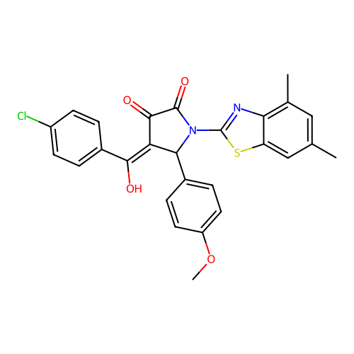 (4E)-4-[(4-chlorophenyl)(hydroxy)methylidene]-1-(4,6-dimethyl-1,3-benzothiazol-2-yl)-5-(4-methoxyphenyl)pyrrolidine-2,3-dione structure