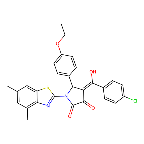 (4E)-4-[(4-chlorophenyl)(hydroxy)methylidene]-1-(4,6-dimethyl-1,3-benzothiazol-2-yl)-5-(4-ethoxyphenyl)pyrrolidine-2,3-dione structure