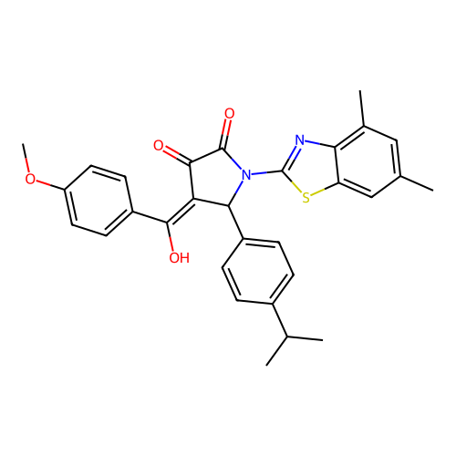 (4E)-1-(4,6-dimethyl-1,3-benzothiazol-2-yl)-4-[hydroxy(4-methoxyphenyl)methylidene]-5-[4-(propan-2-yl)phenyl]pyrrolidine-2,3-dione structure