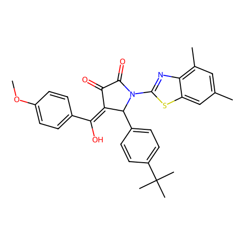(4E)-5-(4-tert-butylphenyl)-1-(4,6-dimethyl-1,3-benzothiazol-2-yl)-4-[hydroxy(4-methoxyphenyl)methylidene]pyrrolidine-2,3-dione structure