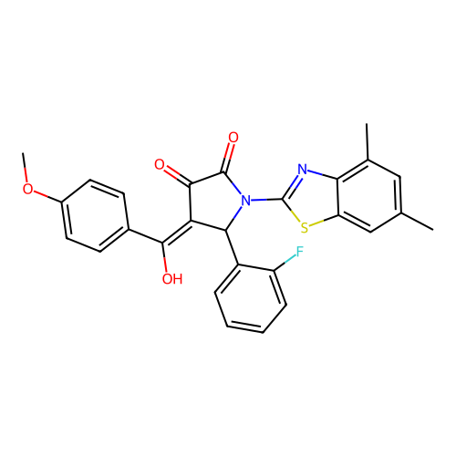 (4E)-1-(4,6-dimethyl-1,3-benzothiazol-2-yl)-5-(2-fluorophenyl)-4-[hydroxy(4-methoxyphenyl)methylidene]pyrrolidine-2,3-dione structure