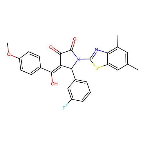 (4E)-1-(4,6-dimethyl-1,3-benzothiazol-2-yl)-5-(3-fluorophenyl)-4-[hydroxy(4-methoxyphenyl)methylidene]pyrrolidine-2,3-dione structure