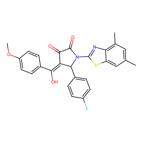 (4E)-1-(4,6-dimethyl-1,3-benzothiazol-2-yl)-5-(4-fluorophenyl)-4-[hydroxy(4-methoxyphenyl)methylidene]pyrrolidine-2,3-dione structure