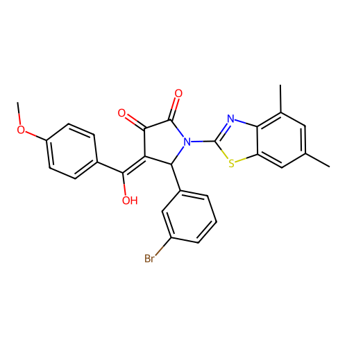 (4E)-5-(3-bromophenyl)-1-(4,6-dimethyl-1,3-benzothiazol-2-yl)-4-[hydroxy(4-methoxyphenyl)methylidene]pyrrolidine-2,3-dione structure