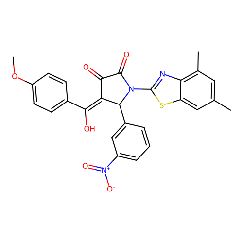 (4E)-1-(4,6-dimethyl-1,3-benzothiazol-2-yl)-4-[hydroxy(4-methoxyphenyl)methylidene]-5-(3-nitrophenyl)pyrrolidine-2,3-dione structure