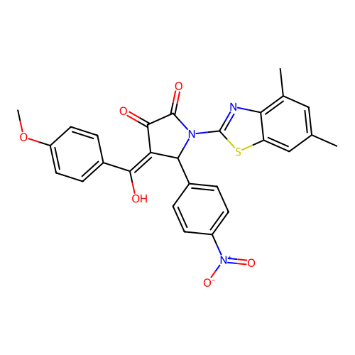 (4E)-1-(4,6-dimethyl-1,3-benzothiazol-2-yl)-4-[hydroxy(4-methoxyphenyl)methylidene]-5-(4-nitrophenyl)pyrrolidine-2,3-dione structure