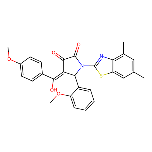 (4E)-1-(4,6-dimethyl-1,3-benzothiazol-2-yl)-4-[hydroxy(4-methoxyphenyl)methylidene]-5-(2-methoxyphenyl)pyrrolidine-2,3-dione structure