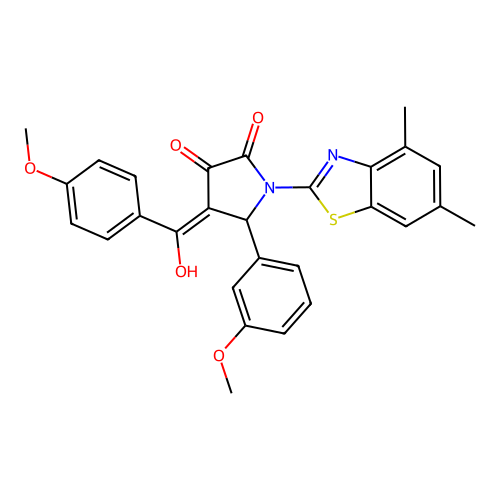 (4E)-1-(4,6-dimethyl-1,3-benzothiazol-2-yl)-4-[hydroxy(4-methoxyphenyl)methylidene]-5-(3-methoxyphenyl)pyrrolidine-2,3-dione structure