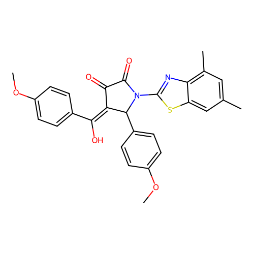 (4E)-1-(4,6-dimethyl-1,3-benzothiazol-2-yl)-4-[hydroxy(4-methoxyphenyl)methylidene]-5-(4-methoxyphenyl)pyrrolidine-2,3-dione structure