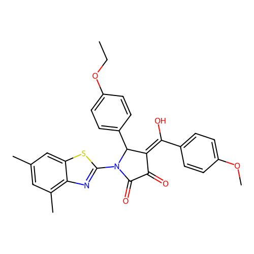 (4E)-1-(4,6-dimethyl-1,3-benzothiazol-2-yl)-5-(4-ethoxyphenyl)-4-[hydroxy(4-methoxyphenyl)methylidene]pyrrolidine-2,3-dione structure