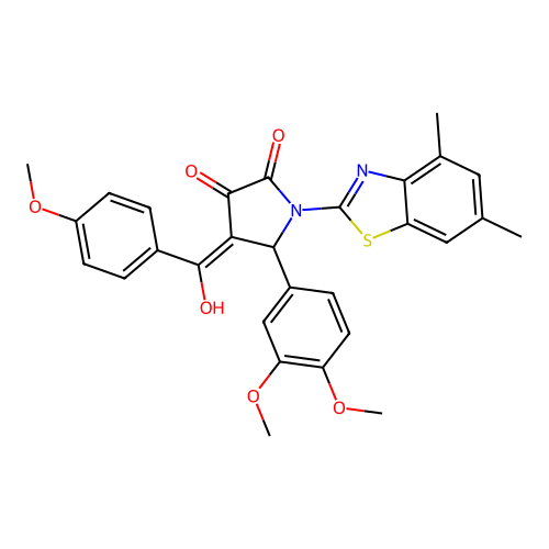 (4E)-5-(3,4-dimethoxyphenyl)-1-(4,6-dimethyl-1,3-benzothiazol-2-yl)-4-[hydroxy(4-methoxyphenyl)methylidene]pyrrolidine-2,3-dione structure