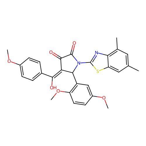 (4E)-5-(2,5-dimethoxyphenyl)-1-(4,6-dimethyl-1,3-benzothiazol-2-yl)-4-[hydroxy(4-methoxyphenyl)methylidene]pyrrolidine-2,3-dione structure