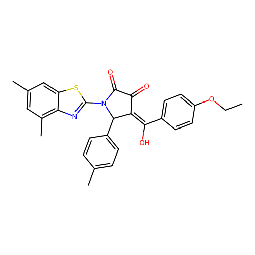 (4E)-1-(4,6-dimethyl-1,3-benzothiazol-2-yl)-4-[(4-ethoxyphenyl)(hydroxy)methylidene]-5-(4-methylphenyl)pyrrolidine-2,3-dione structure