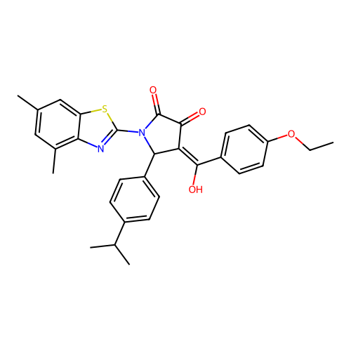 (4E)-1-(4,6-dimethyl-1,3-benzothiazol-2-yl)-4-[(4-ethoxyphenyl)(hydroxy)methylidene]-5-[4-(propan-2-yl)phenyl]pyrrolidine-2,3-dione structure
