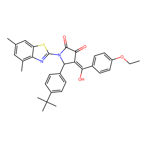(4E)-5-(4-tert-butylphenyl)-1-(4,6-dimethyl-1,3-benzothiazol-2-yl)-4-[(4-ethoxyphenyl)(hydroxy)methylidene]pyrrolidine-2,3-dione structure