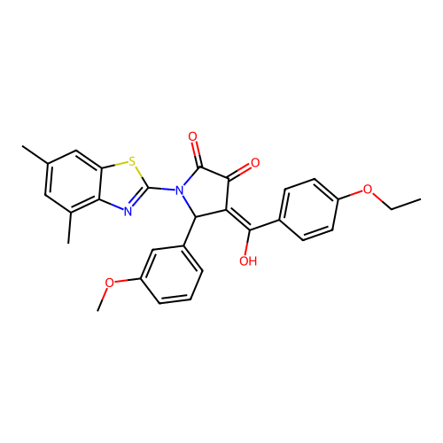 (4E)-1-(4,6-dimethyl-1,3-benzothiazol-2-yl)-4-[(4-ethoxyphenyl)(hydroxy)methylidene]-5-(3-methoxyphenyl)pyrrolidine-2,3-dione structure