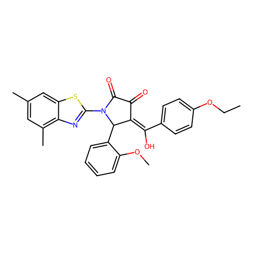(4E)-1-(4,6-dimethyl-1,3-benzothiazol-2-yl)-4-[(4-ethoxyphenyl)(hydroxy)methylidene]-5-(2-methoxyphenyl)pyrrolidine-2,3-dione structure