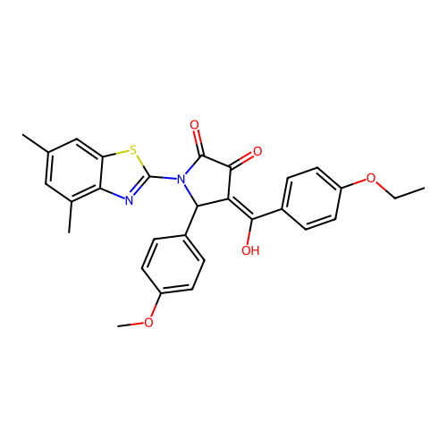 (4E)-1-(4,6-dimethyl-1,3-benzothiazol-2-yl)-4-[(4-ethoxyphenyl)(hydroxy)methylidene]-5-(4-methoxyphenyl)pyrrolidine-2,3-dione structure