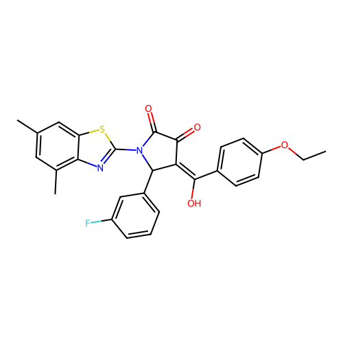 (4E)-1-(4,6-dimethyl-1,3-benzothiazol-2-yl)-4-[(4-ethoxyphenyl)(hydroxy)methylidene]-5-(3-fluorophenyl)pyrrolidine-2,3-dione structure