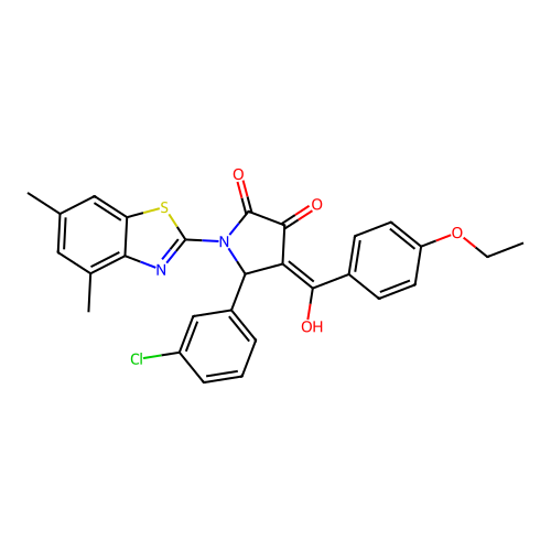 (4E)-5-(3-chlorophenyl)-1-(4,6-dimethyl-1,3-benzothiazol-2-yl)-4-[(4-ethoxyphenyl)(hydroxy)methylidene]pyrrolidine-2,3-dione structure
