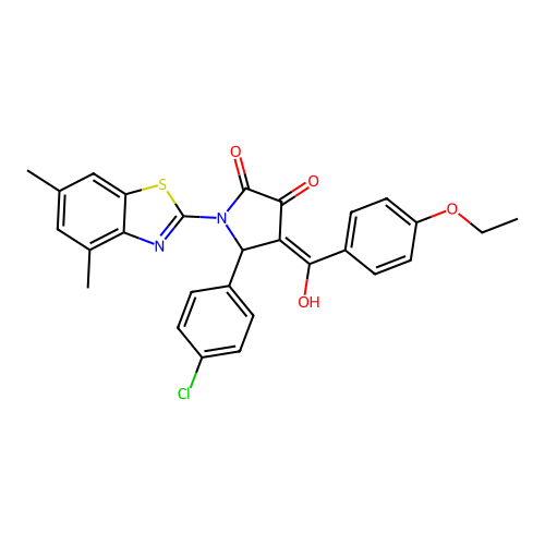 (4E)-5-(4-chlorophenyl)-1-(4,6-dimethyl-1,3-benzothiazol-2-yl)-4-[(4-ethoxyphenyl)(hydroxy)methylidene]pyrrolidine-2,3-dione structure