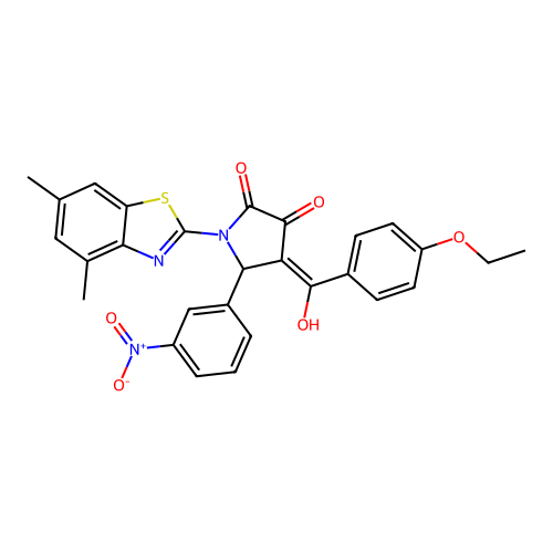 (4E)-1-(4,6-dimethyl-1,3-benzothiazol-2-yl)-4-[(4-ethoxyphenyl)(hydroxy)methylidene]-5-(3-nitrophenyl)pyrrolidine-2,3-dione structure