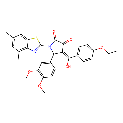 (4E)-5-(3,4-dimethoxyphenyl)-1-(4,6-dimethyl-1,3-benzothiazol-2-yl)-4-[(4-ethoxyphenyl)(hydroxy)methylidene]pyrrolidine-2,3-dione structure