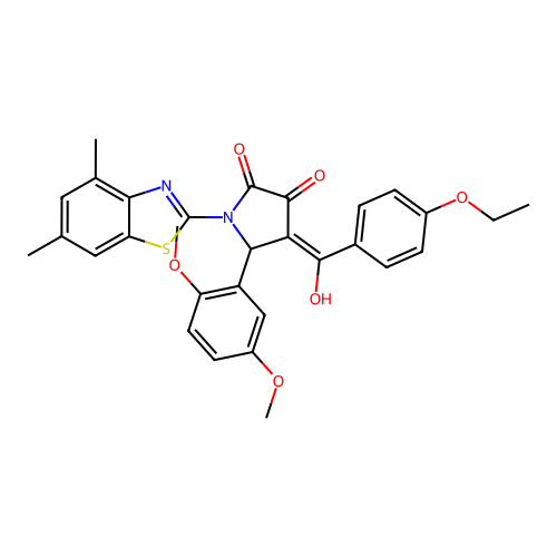 (4E)-5-(2,5-dimethoxyphenyl)-1-(4,6-dimethyl-1,3-benzothiazol-2-yl)-4-[(4-ethoxyphenyl)(hydroxy)methylidene]pyrrolidine-2,3-dione structure