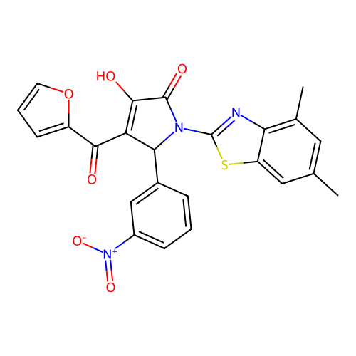 (4E)-1-(4,6-dimethyl-1,3-benzothiazol-2-yl)-4-[furan-2-yl(hydroxy)methylidene]-5-(3-nitrophenyl)pyrrolidine-2,3-dione structure